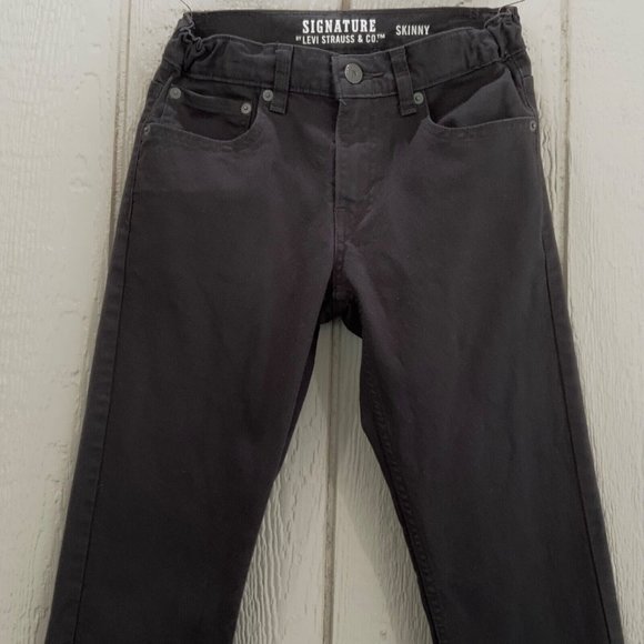 SIGNATURE by LEVI’S Girls Skinny Black Jeans Size 12 Regular Adjustable Waist - Picture 6 of 7